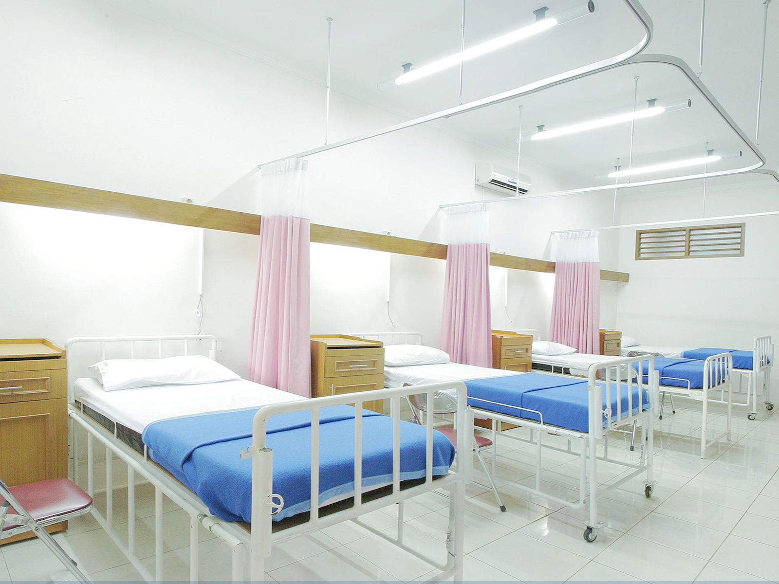 Made-up beds in a clean hospital ward